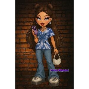 y2k Vintage Baby Tee Shirt 90s Tie Dye Glitter Butterfly Fairycore Bratz McBling